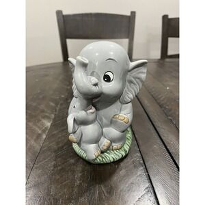 Vintage Enesco Elephant Coin Bank -‎ Mommy Elephant with Baby Elephant Stopper